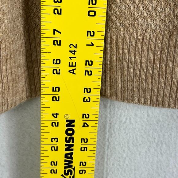 Quince Wool Sweater Women's L Brown Camel Baby Alpaca-Wool Diamond Stitch Crew - Picture 7 of 8